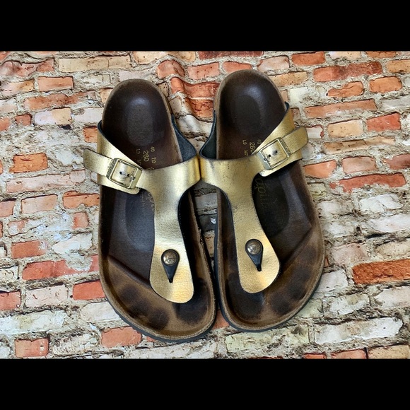 Birkenstock Shoes - Birkenstock Papillio Gizeh Gold Boho Beach Camping